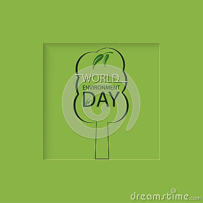 Tree on a green background World environment Day Vector Illustration