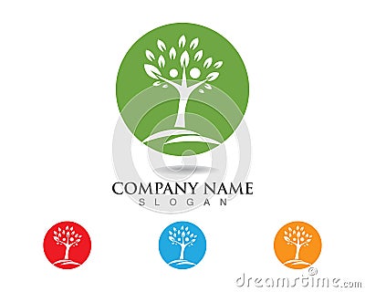 Tree green people identity card vector logo template Vector Illustration