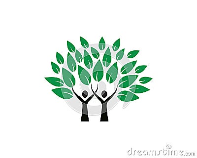 TREE GREEN PEOPLE LOGO TEMPLATE Vector Illustration