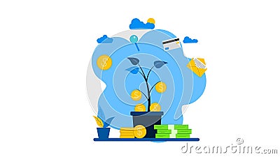 A tree that grows money. Vector Illustration