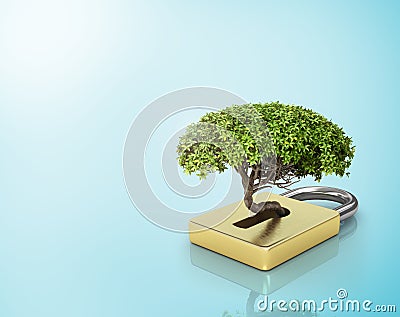 Tree grows out of the castle. Stock Photo