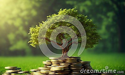 the tree grows on the pile saving Stock Photo