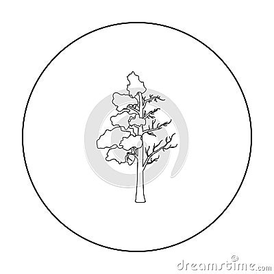 Tree half full of green leaf and half dry icon in outline style isolated on white background. Bio and ecology symbol Vector Illustration