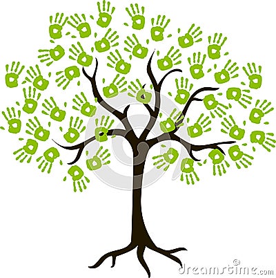 The tree of handprints Vector Illustration