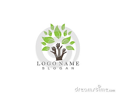 Tree hands logo Vector Illustration