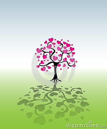 Tree from heart leafs Cartoon Illustration