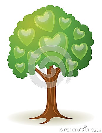 Tree Heart Logo Vector Illustration