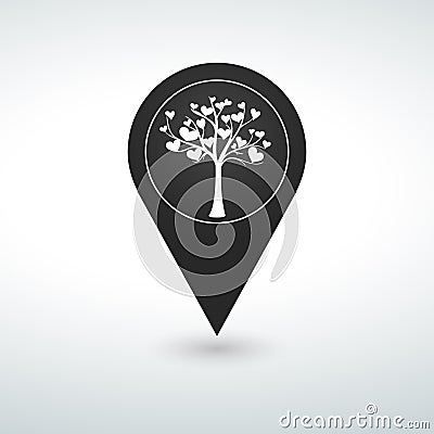 tree heart pin Map icon on a white background Stock Photo