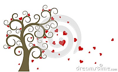 Tree with hearts. Vector Illustration
