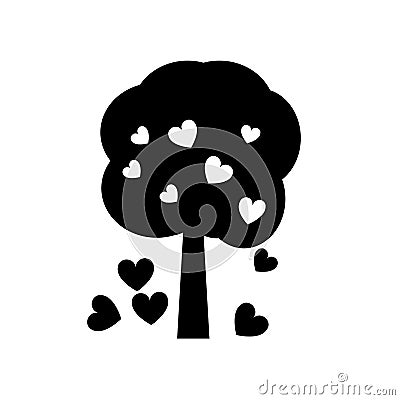 Tree with hearts icon vector sign and symbol isolated on white background, Tree with hearts logo concept Vector Illustration