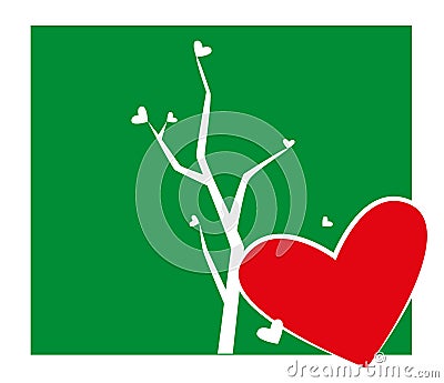 Tree with Hearts Illustration Vector Illustration