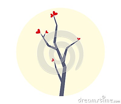 Tree with Hearts Illustration Vector Illustration