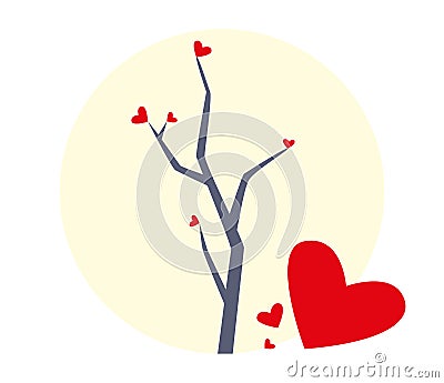 Tree with Hearts Illustration Vector Illustration