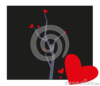 Tree with Hearts Illustration Stock Photo