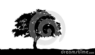 Tree on the hill silhouette on vector Vector Illustration