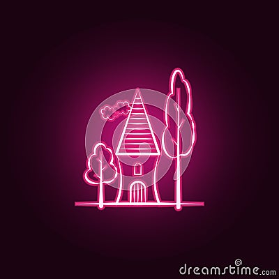 Tree, home neon icon. Elements of Imaginary house set. Simple icon for websites, web design, mobile app, info graphics Stock Photo