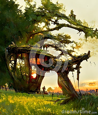 tree house near the woods Stock Photo