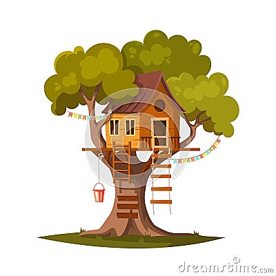 Tree house for kids Vector Illustration