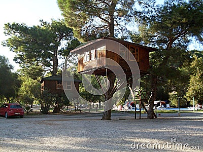 Tree houses in Saklikent Stock Photo