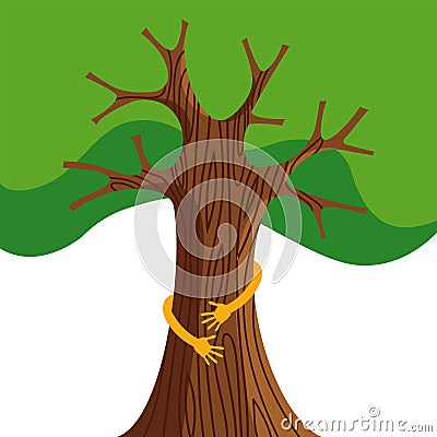 Tree hug for nature love concept illustration Vector Illustration