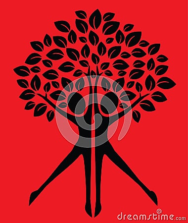 Tree human body logotype or card Stock Photo