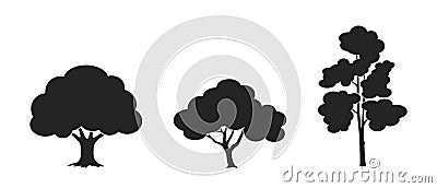 Tree icon set. nature and environment design element. silhouette vector images Vector Illustration