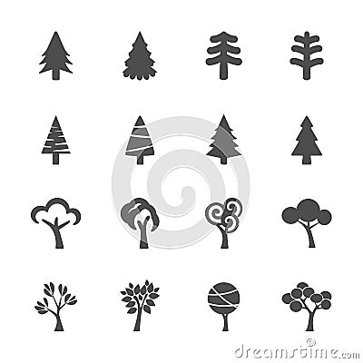 Tree icon set, vector eps10 Vector Illustration