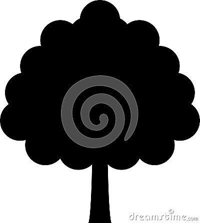 Tree icon, simple silhouettes. Flat trees set, pines, spruces, conifers and deciduous trees. Vector Illustration