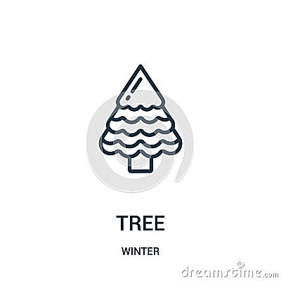 tree icon vector from winter collection. Thin line tree outline icon vector illustration. Linear symbol for use on web and mobile Vector Illustration