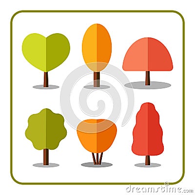 Tree icons set autumn 1 Vector Illustration