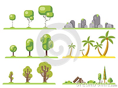 tree icons set forest nature landscape construction elements flat design concept vector illustration Vector Illustration