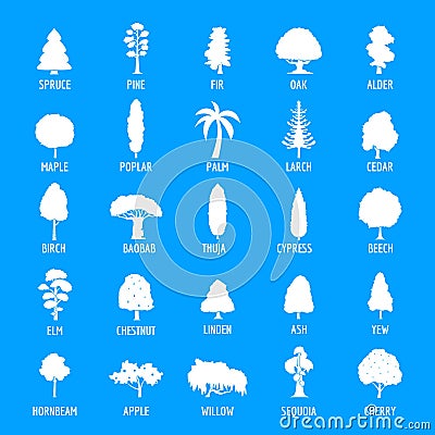 Tree icons set, simple style Vector Illustration