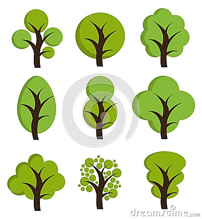 Tree icons, set of trees Vector Illustration