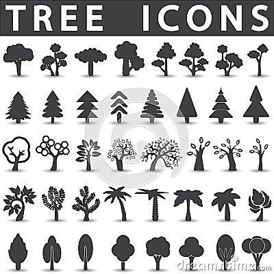 Tree icons set Vector Illustration