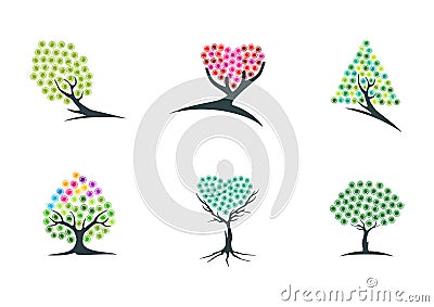 Tree, imagination, logo, dream, plant, icon, green, heart, hope, symbol, and nature hypnotherapy vector design Vector Illustration