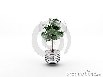 Tree inside light bulb Stock Photo