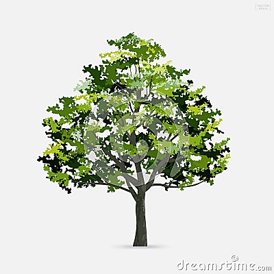 Tree isolated on white background. Use for landscape design, architectural decorative. Park and outdoor object idea. Vector Cartoon Illustration