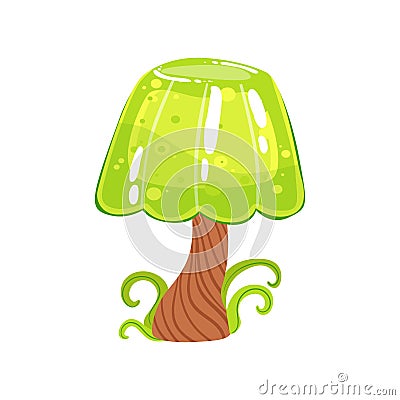 Tree With Jelly Crown And Chocolate Trunk Fantasy Candy Land Sweet Landscape Element Vector Illustration