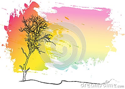 Tree,landscape tree watercolor background, abstract,Vector illustration Vector Illustration