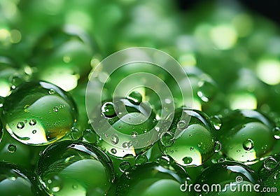 Tree leaves with dew drops. AI generated Stock Photo