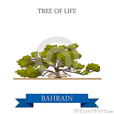 Tree of Life in Bahrein landmarks vector flat attraction travel Vector Illustration