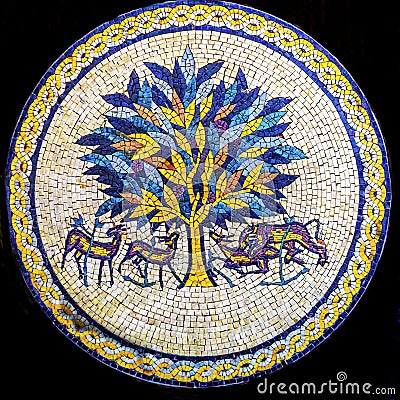 Tree of Life Mosaic Madaba Jordan Stock Photo