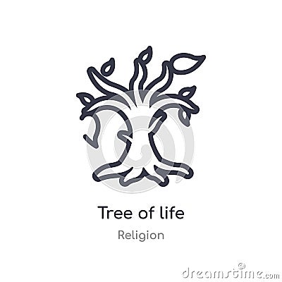 tree of life outline icon. isolated line vector illustration from religion collection. editable thin stroke tree of life icon on Vector Illustration