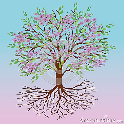 Tree of life spring version Vector Illustration