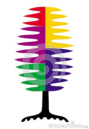 The tree of life, a stylized image of a tree of different colors. Logo. Vector Illustration