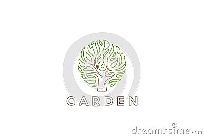 Tree Logo circle shape design vector template. Organic Natural Plant Garden Logotype concept icon. Vector Illustration