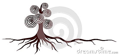 Tree with roots. Vector Illustration
