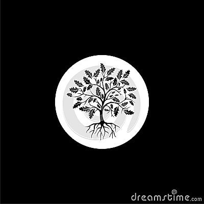 Tree logo design concept isolated on black background Vector Illustration