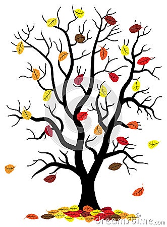 Tree loses fall foliage Vector Illustration