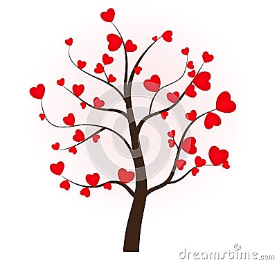 Tree. Love. Heart. Valentines Day. Wedding. Lovers. Tree of Love. February 14 Vector Illustration